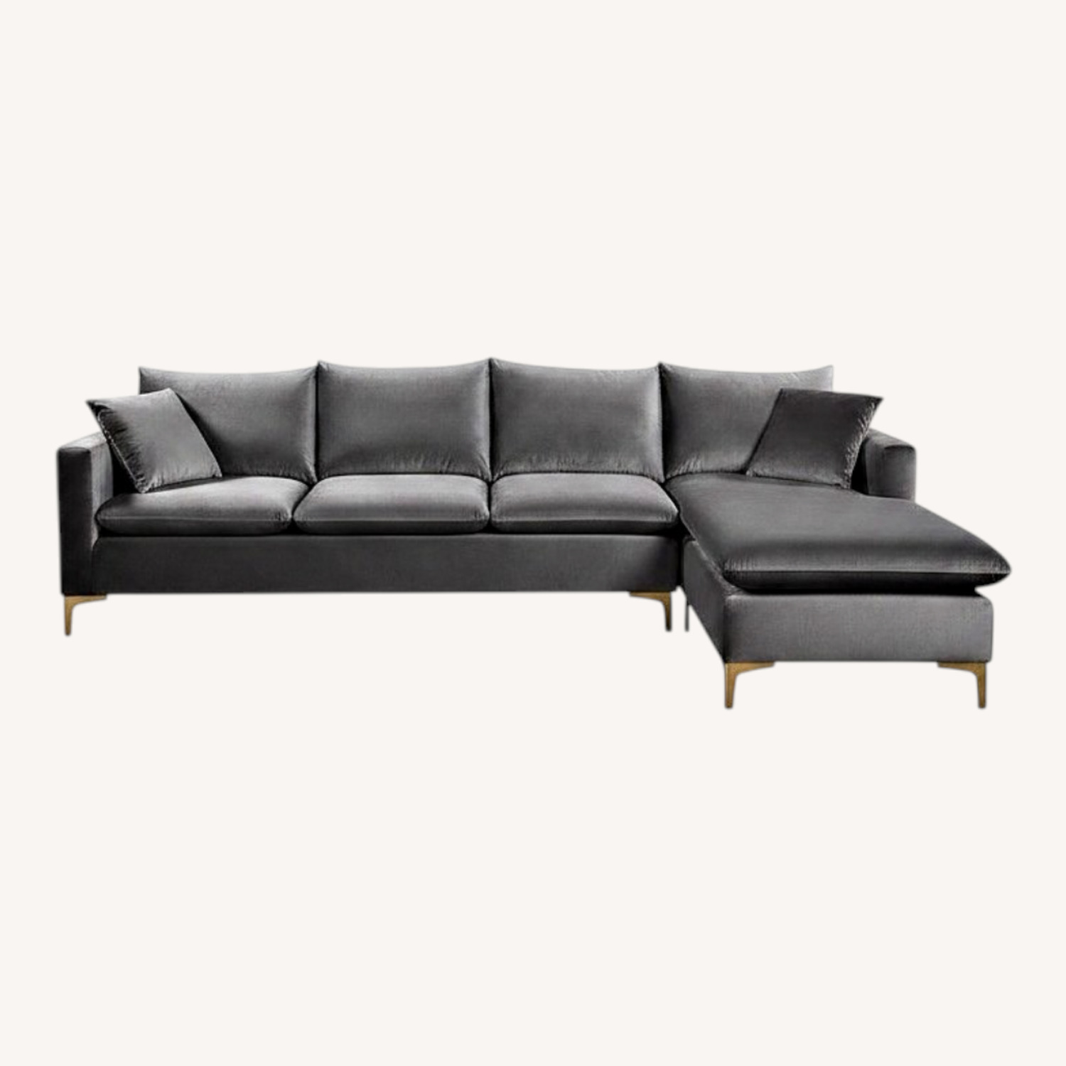 Dark Gray Velvet 2 Piece Sectional - image-0