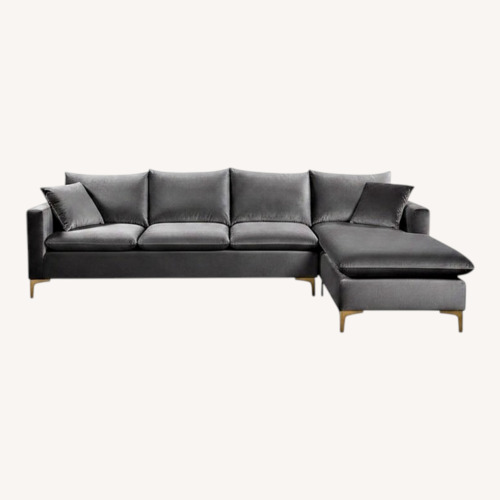 Used Dark Gray Velvet 2 Piece Sectional for sale on AptDeco