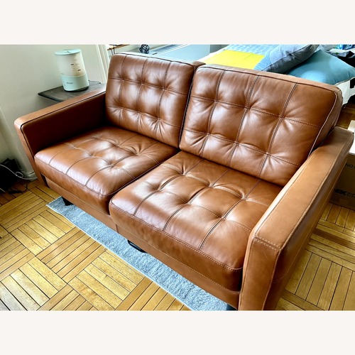 Used Chateau D'ax Light Brown Leather 2 Seater Sofa for sale on AptDeco