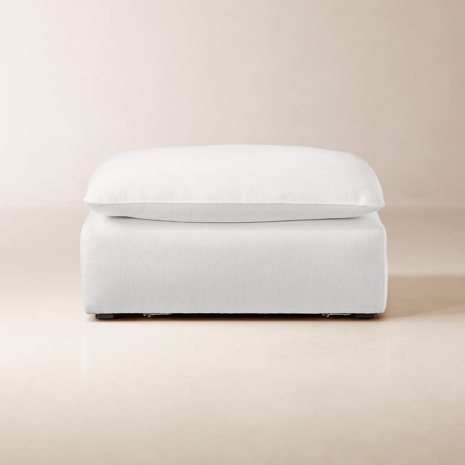 CB2 Lumis Snow White Performance Fabric Deep Depth Ottoman - image-6