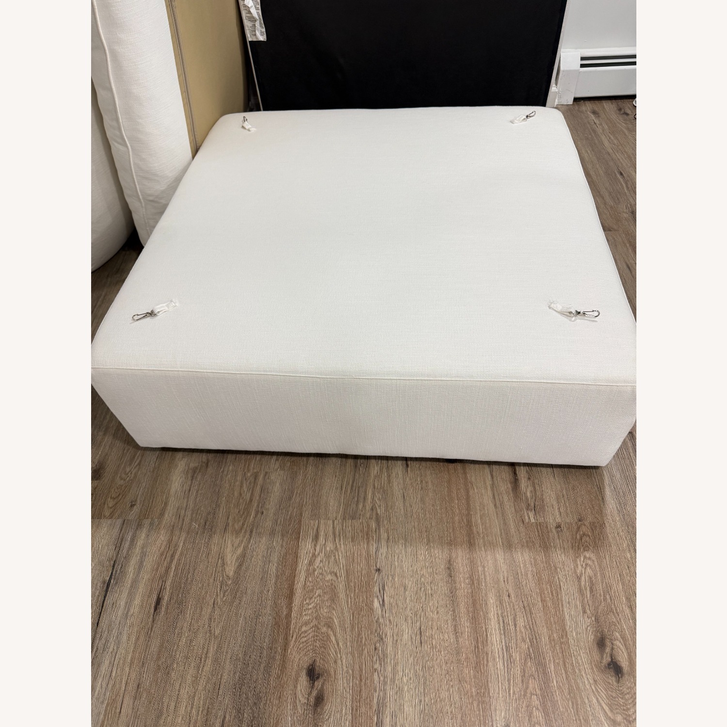 CB2 Lumis Snow White Performance Fabric Deep Depth Ottoman - image-3