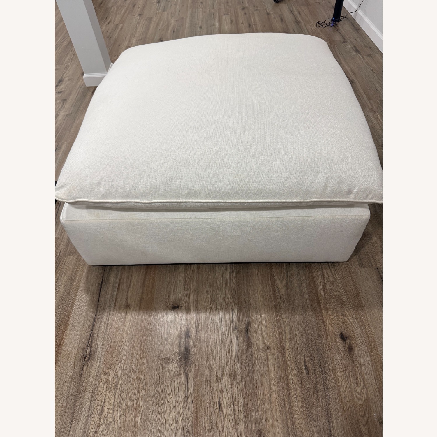 CB2 Lumis Snow White Performance Fabric Deep Depth Ottoman - image-1