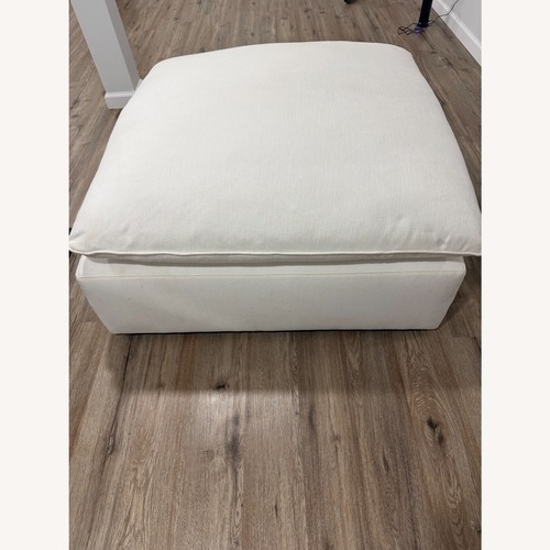 Used CB2 Lumis Snow White Performance Fabric Deep Depth Ottoman for sale on AptDeco