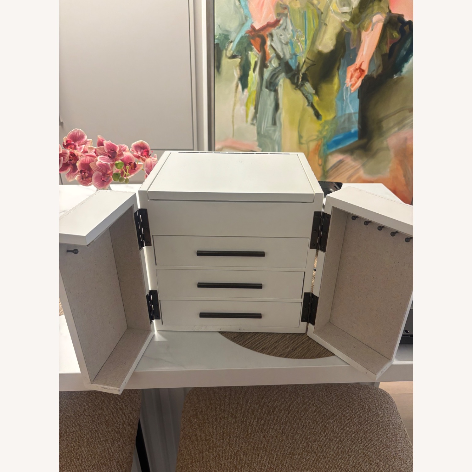 West Elm White Modern Fluted Jewelry Box - image-3