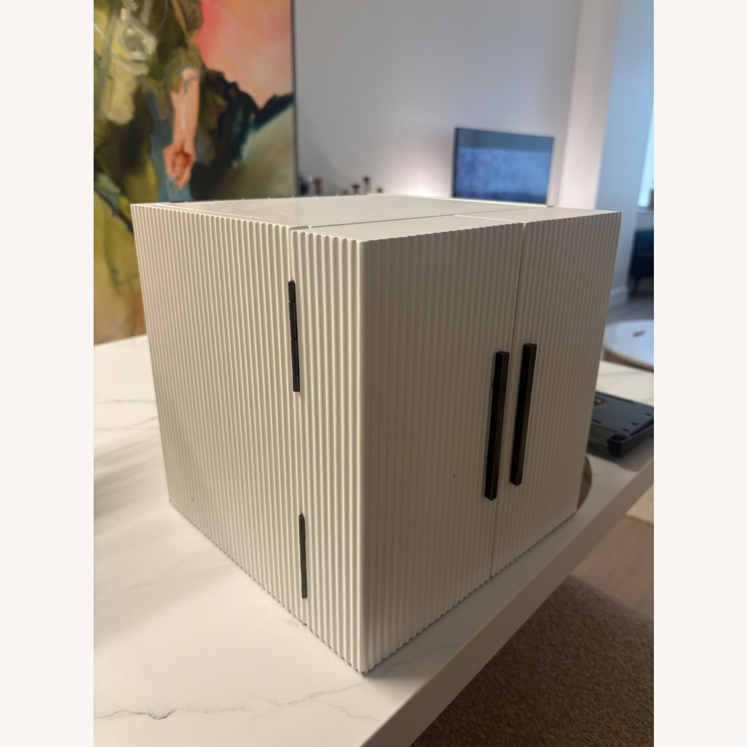 West Elm White Modern Fluted Jewelry Box - image-2