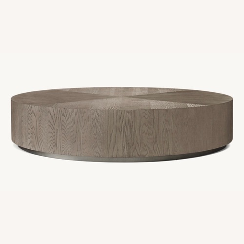 Used Restoration Hardware Light Gray Machinto Round Coffee Table for sale on AptDeco
