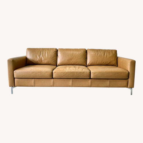 Used Four Hands Light Brown Leather 2 Seater Sofa for sale on AptDeco