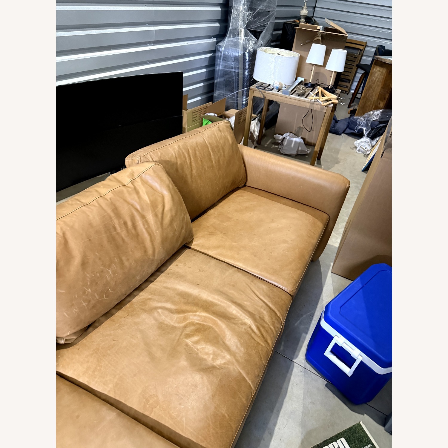 Four Hands Light Brown Leather 2 Seater Sofa - image-2