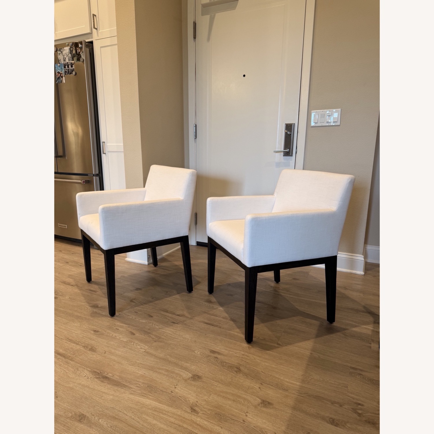 Restoration Hardware Morgan White Fabric Dining Chairs - image-4