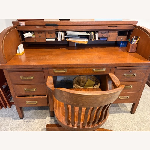 Used Dark Brown Wood Desk for sale on AptDeco