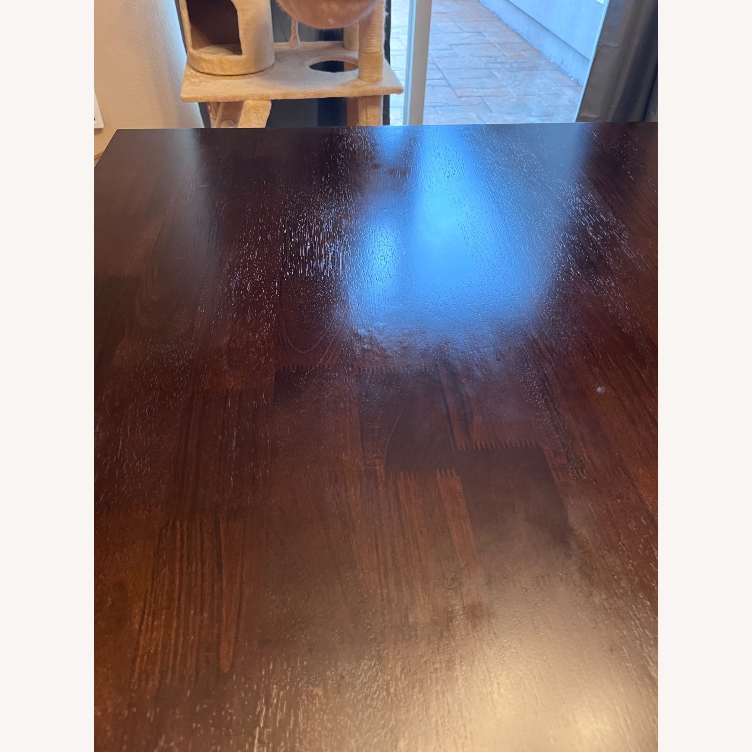 Dark Brown Wood Veneer Dining Table - image-4