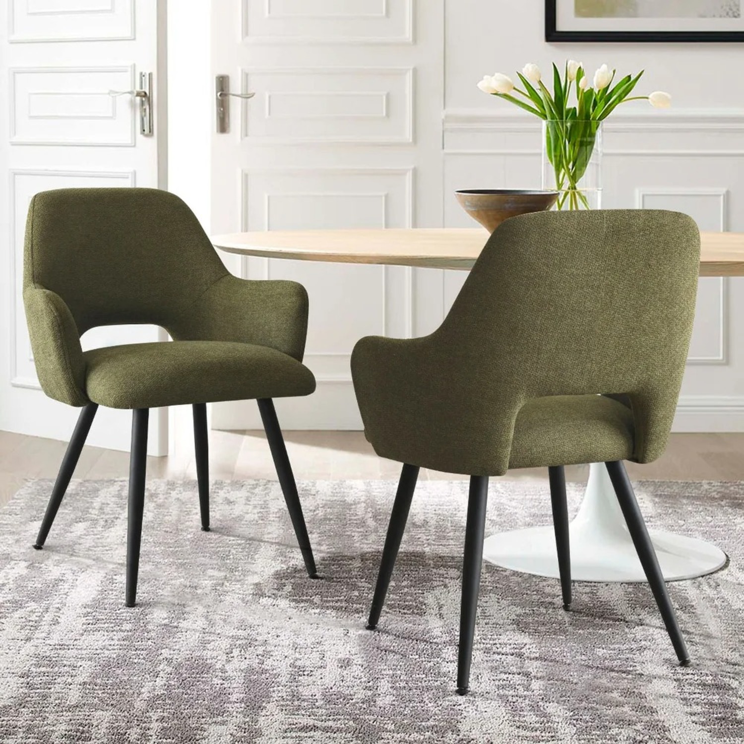 Bed Bath & Beyond Green Fabric Dining Chairs - image-1