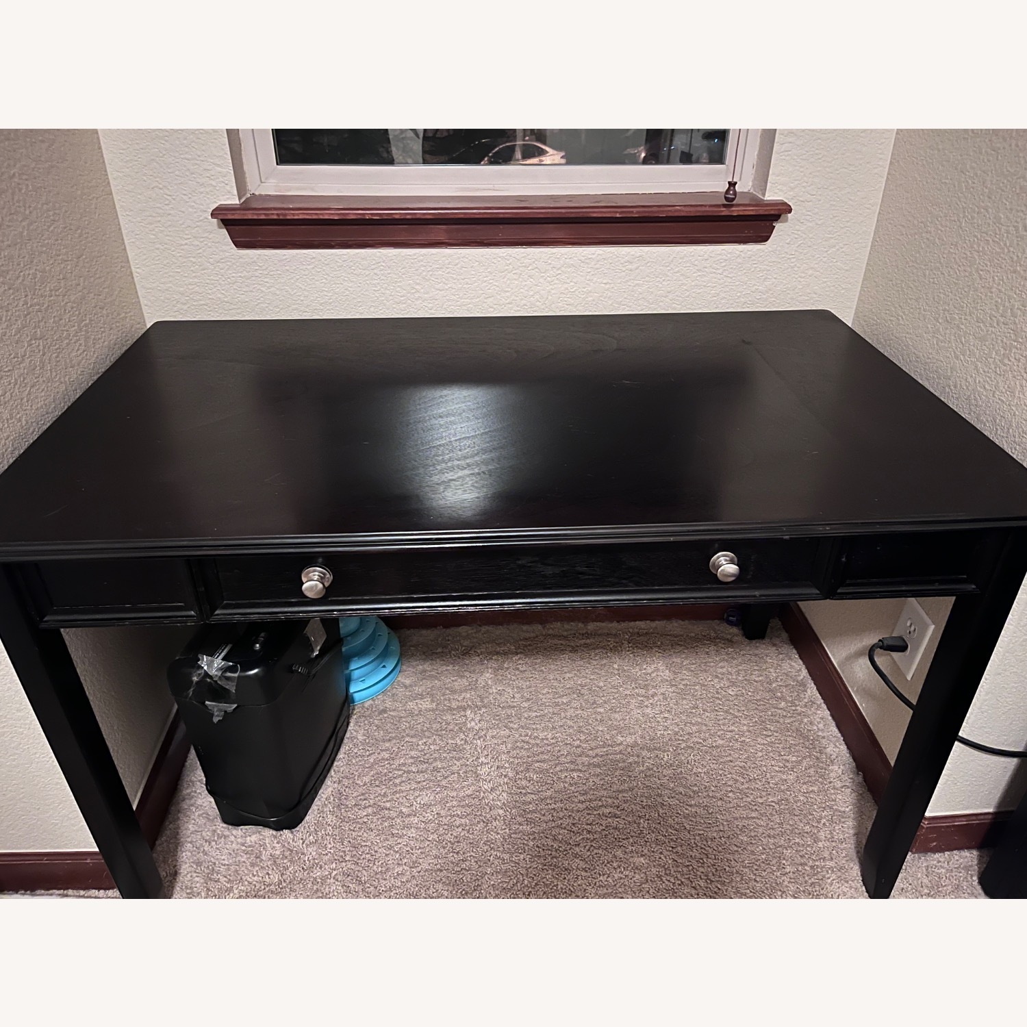 Carlyle Black Wood Veneer Desk - image-2
