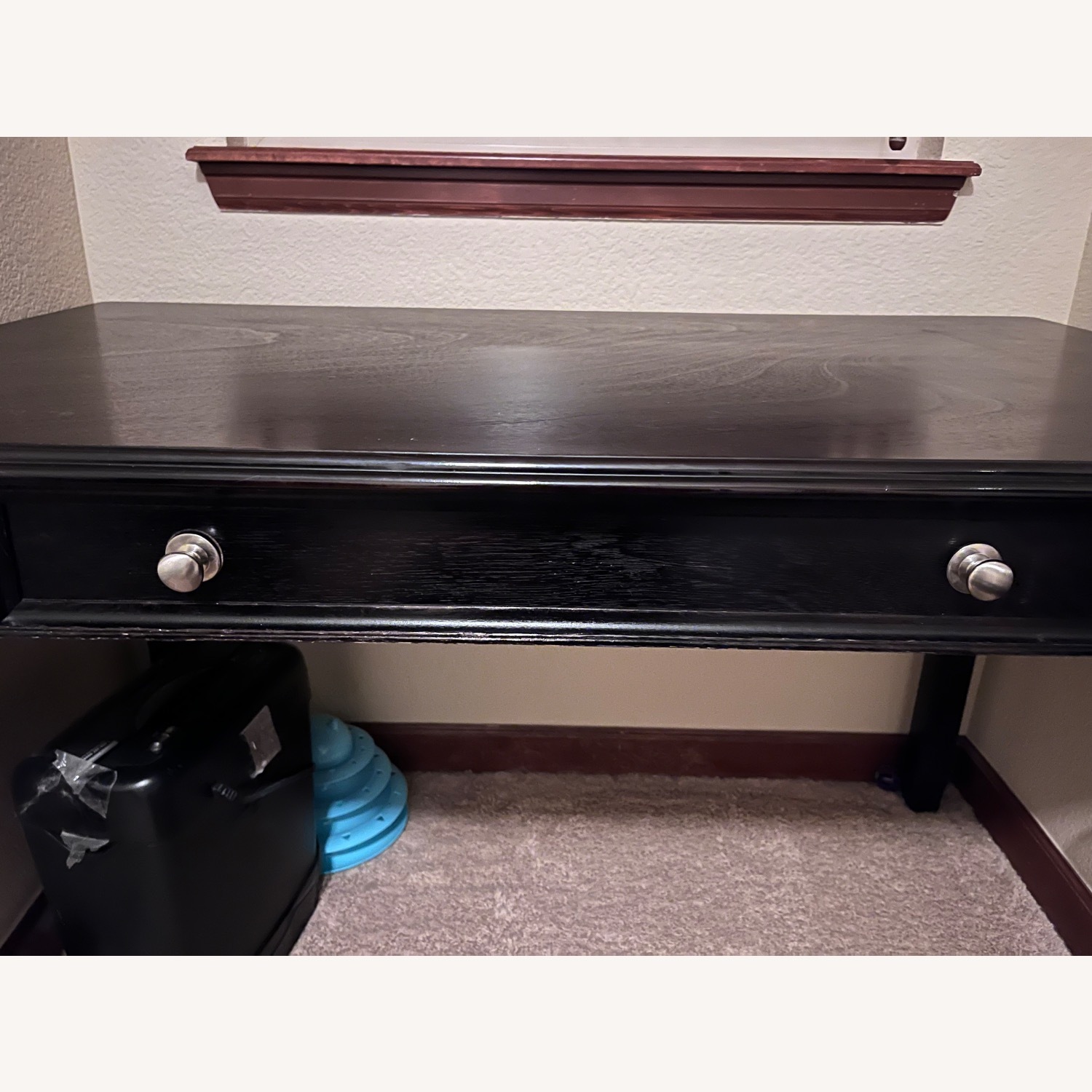 Carlyle Black Wood Veneer Desk - image-1