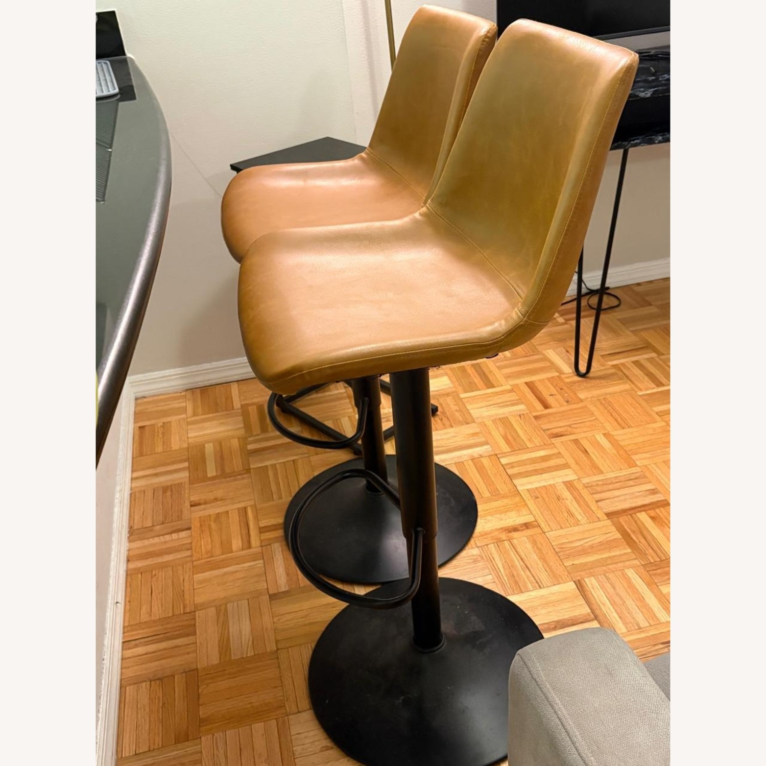Amazon Light Brown Leather Stools - image-3