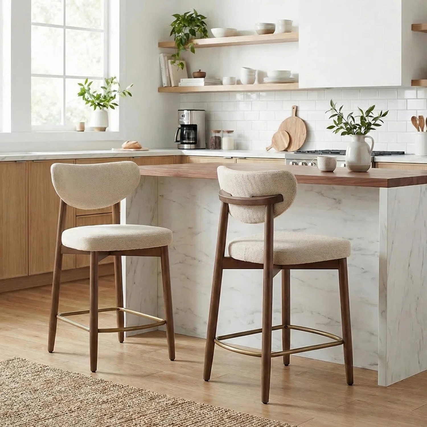 Wayfair White Linen Stools - image-3