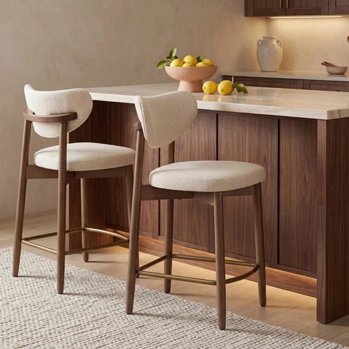 Used Wayfair White Linen Stools for sale on AptDeco