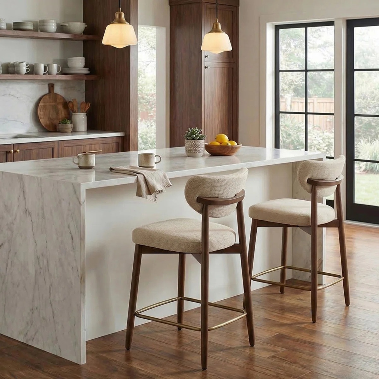 Wayfair White Linen Stools - image-5