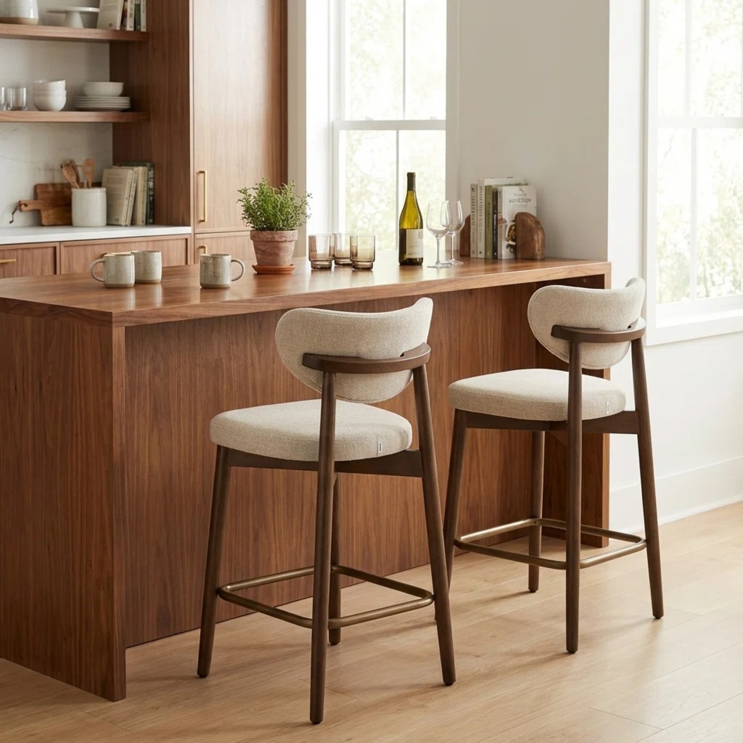 Wayfair White Linen Stools - image-2