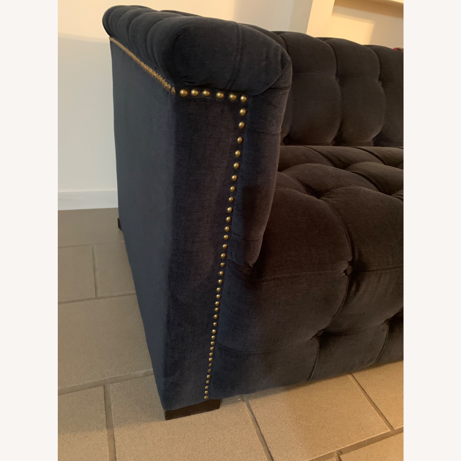 Raymour & Flanigan Dark Blue Tufted Sofa - image-4