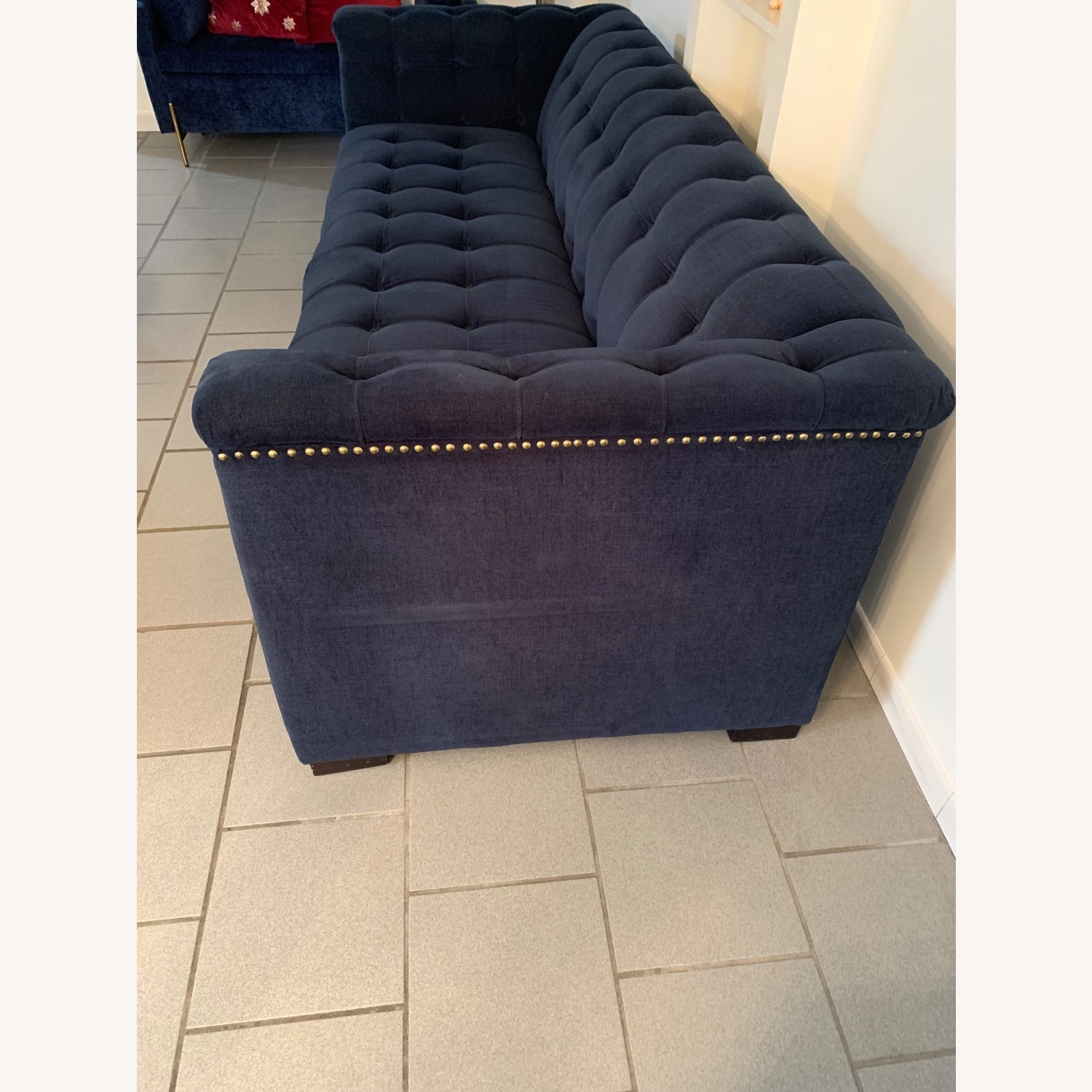 Raymour & Flanigan Dark Blue Tufted Sofa - image-2