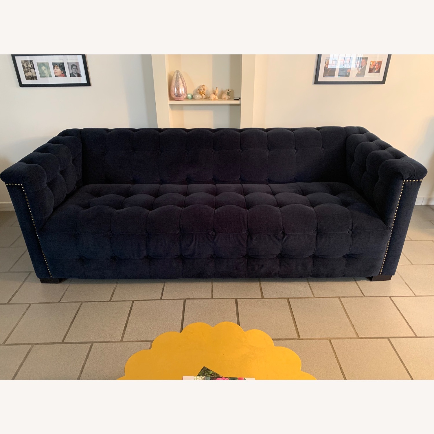 Raymour & Flanigan Dark Blue Tufted Sofa - image-1