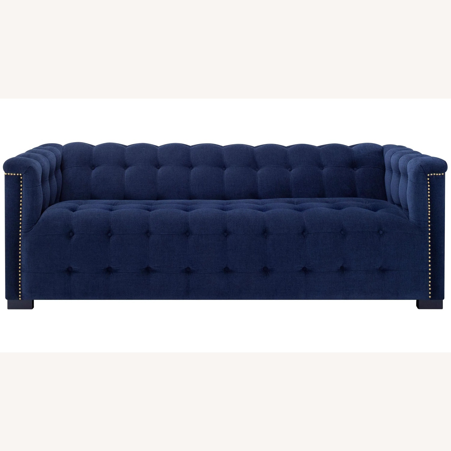Raymour & Flanigan Dark Blue Tufted Sofa - image-5