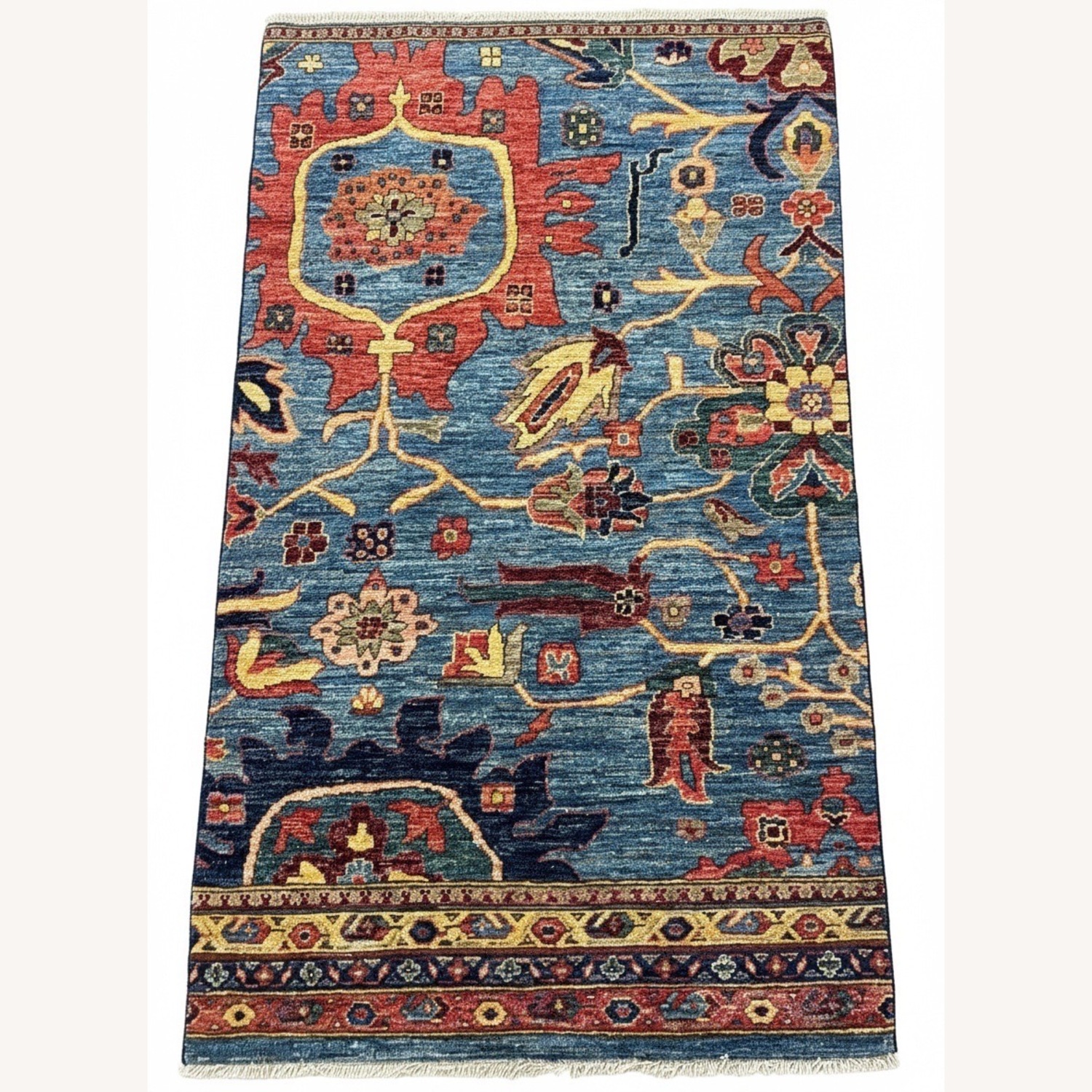 Modern Pakistani Runner Rug 3x15 Blue Red - image-3