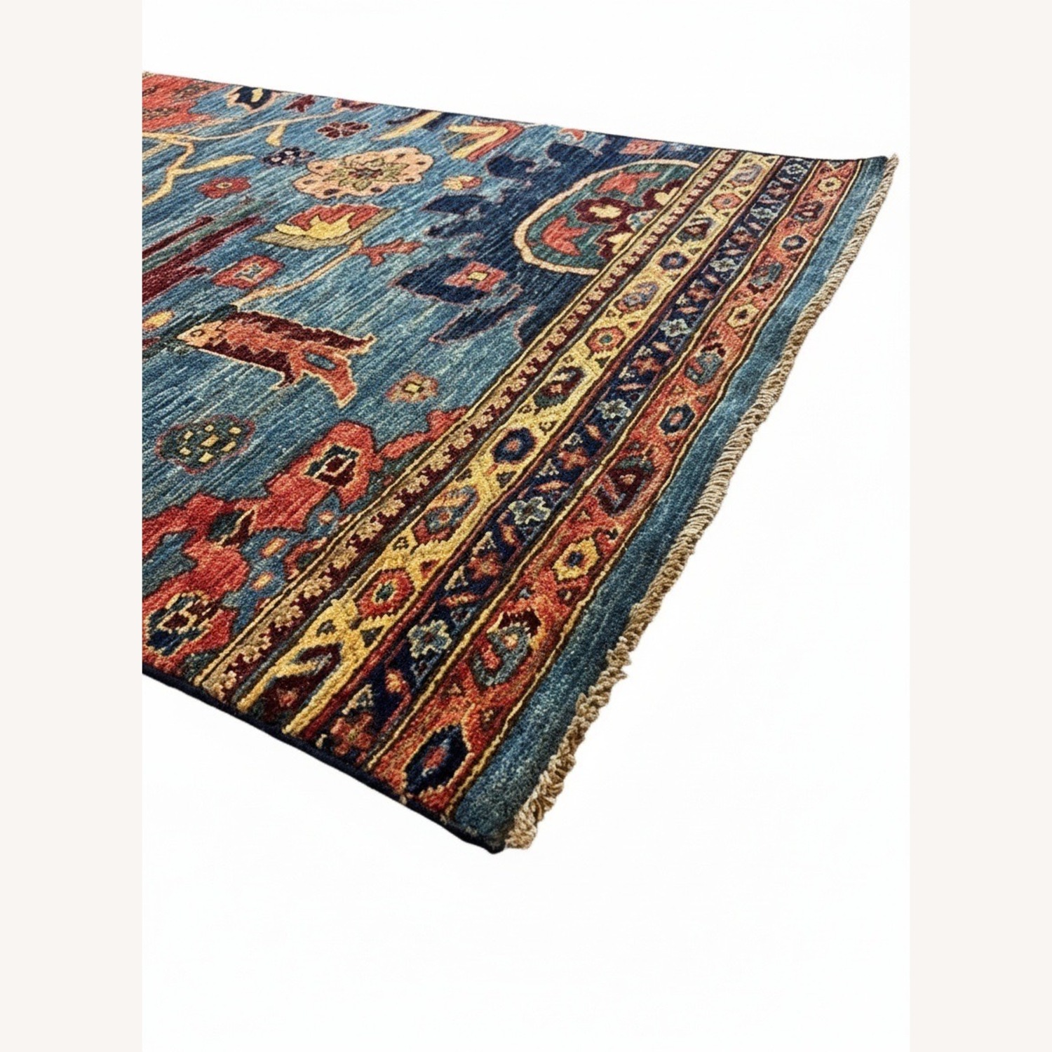 Modern Pakistani Runner Rug 3x15 Blue Red - image-4