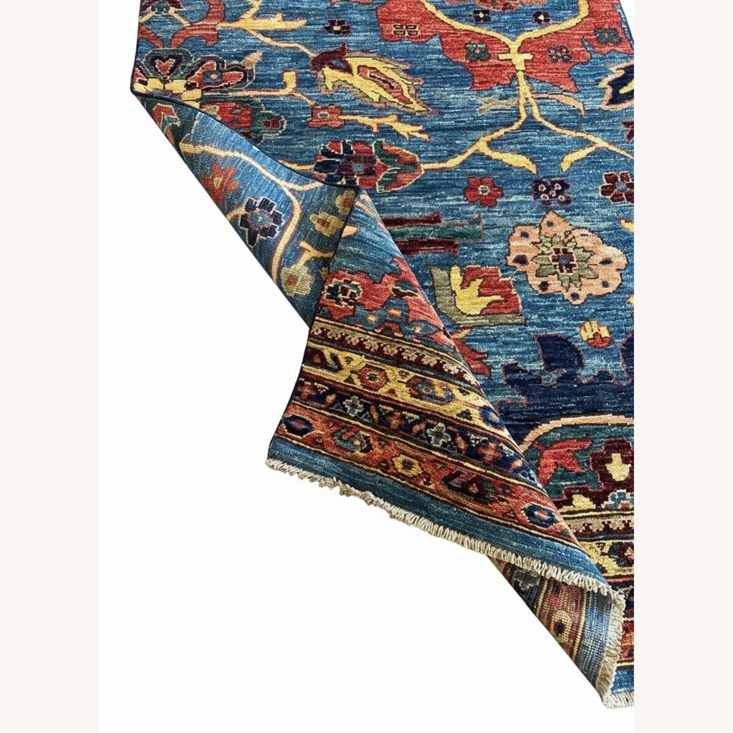 Modern Pakistani Runner Rug 3x15 Blue Red - image-5