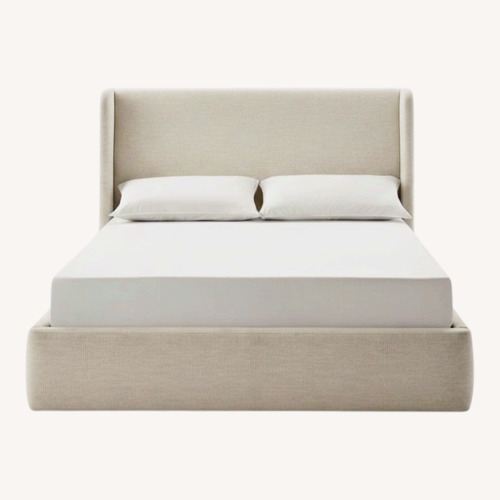 Used Dalton Storage Bed White Linen King Bed for sale on AptDeco