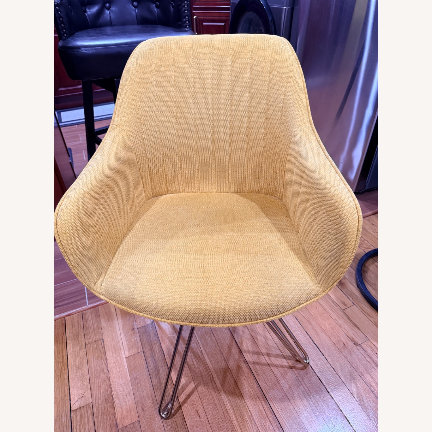 Yellow Fabric Accent Chair - image-3