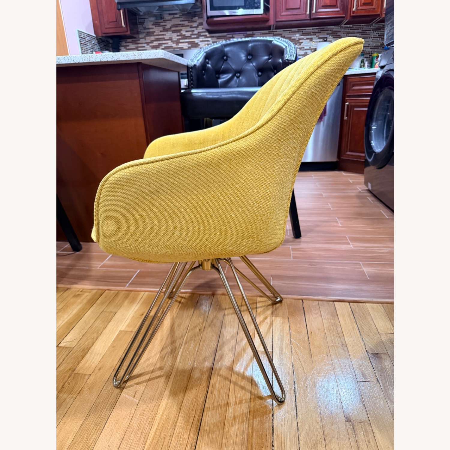 Yellow Fabric Accent Chair - image-2
