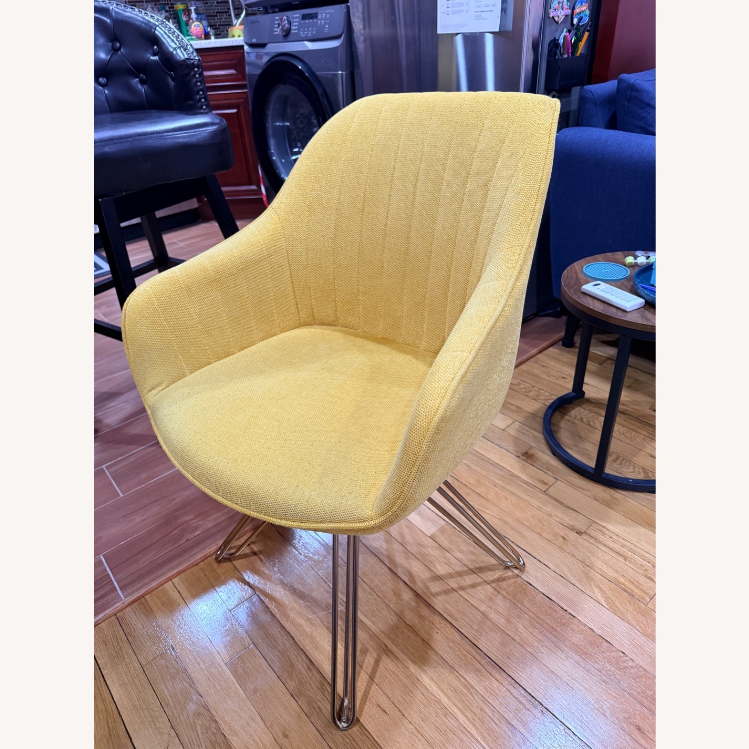 Yellow Fabric Accent Chair - image-1
