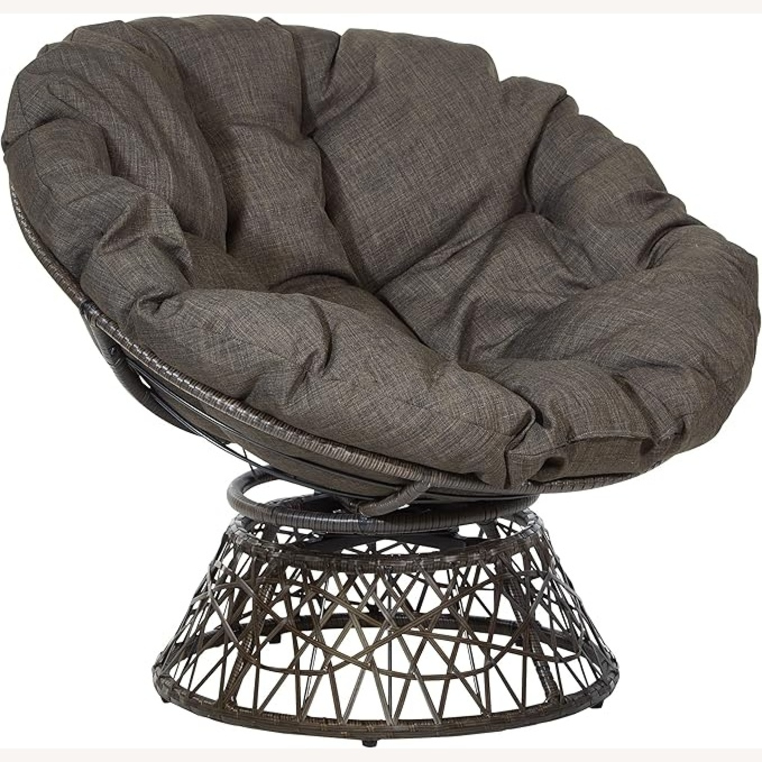 Dark Brown Papasan Swivel Chair - image-4