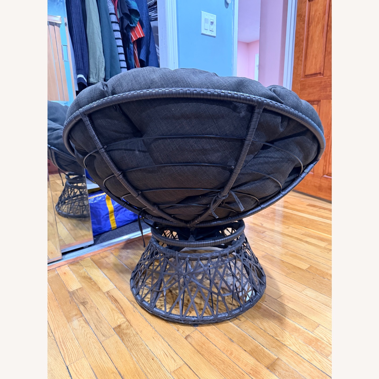Dark Brown Papasan Swivel Chair - image-3