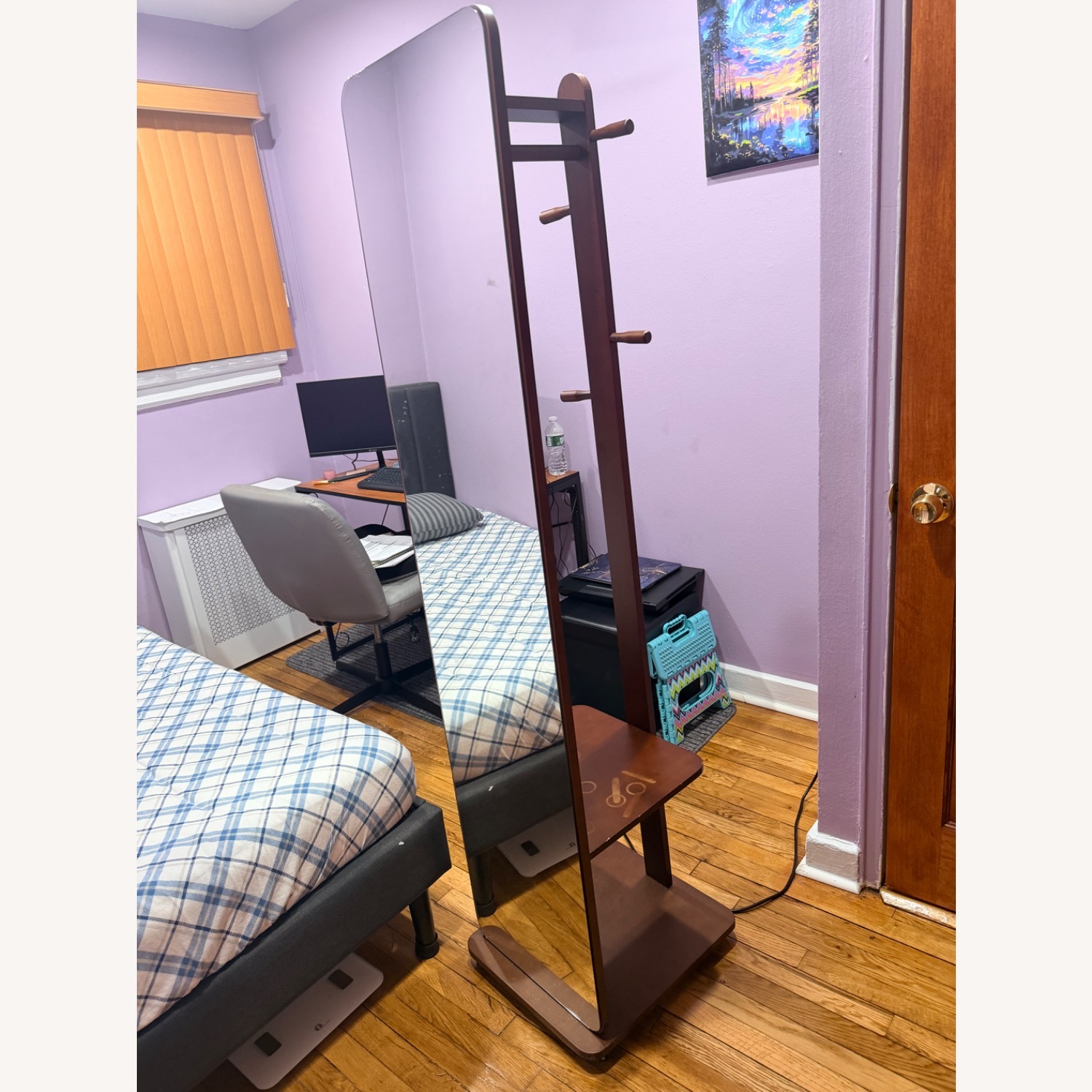 Amazon Dark Brown Wood Floor Mirror - image-1