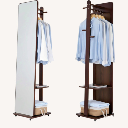 Used Amazon Dark Brown Wood Floor Mirror for sale on AptDeco