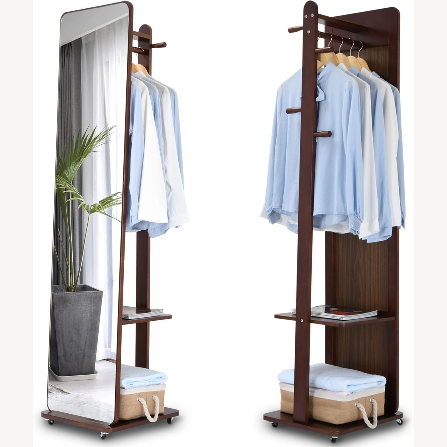 Amazon Dark Brown Wood Floor Mirror - image-6