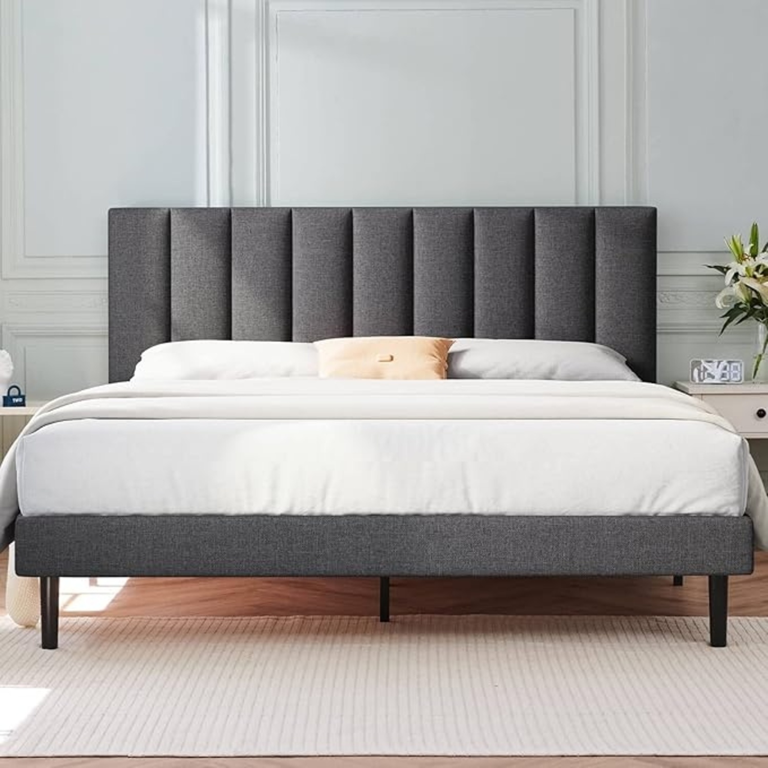 Twin Bed Frame Upholstered Platform - image-4