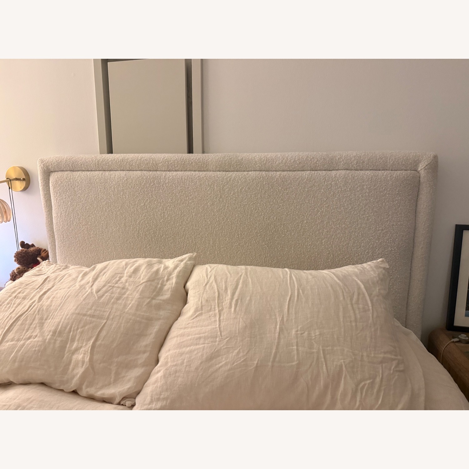 West Elm White Boucle Full Bed - image-4