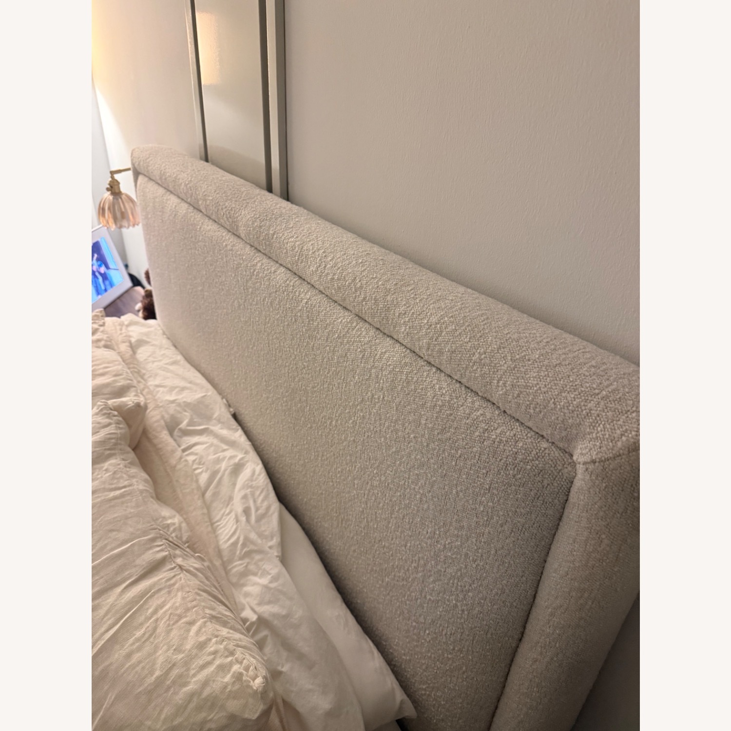 West Elm White Boucle Full Bed - image-3