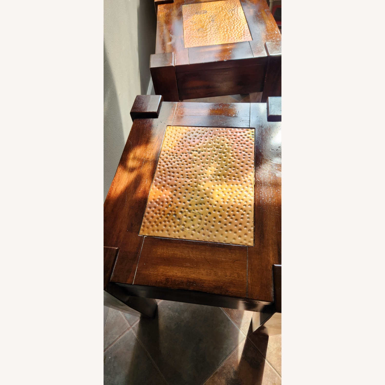 Vintage/Antique Dark Brown Wood Side Tables - image-2