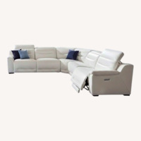 Rooms To Go Gallia Way White Leather 5 Piece Sectional
