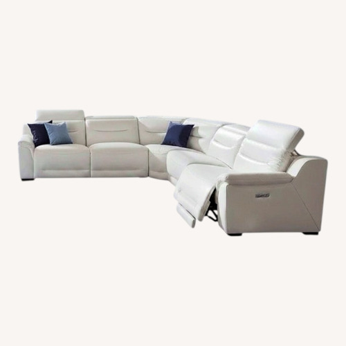 Used Rooms To Go Gallia Way White Leather 5 Piece Sectional for sale on AptDeco