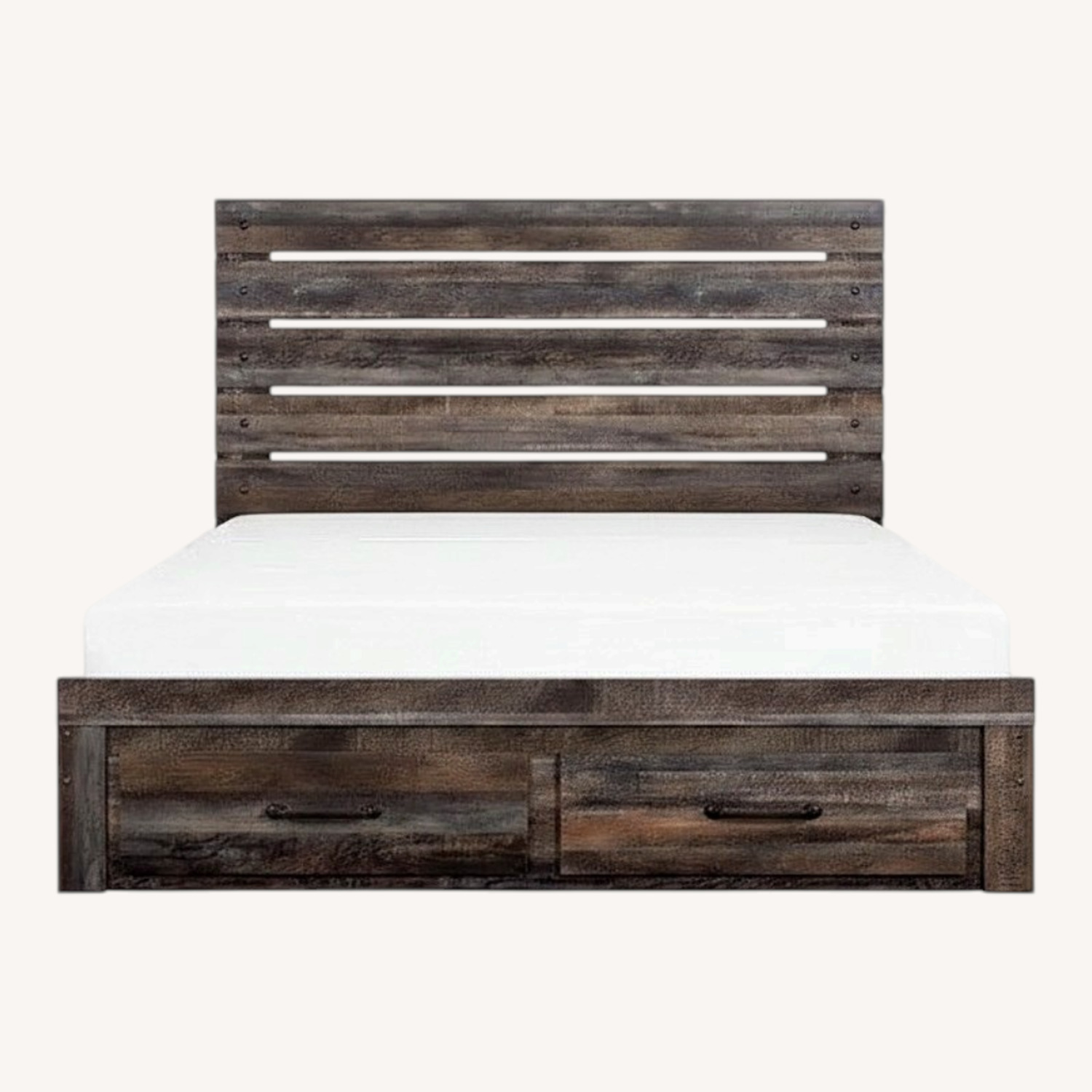 Dark Brown Wood Queen Bed - image-0
