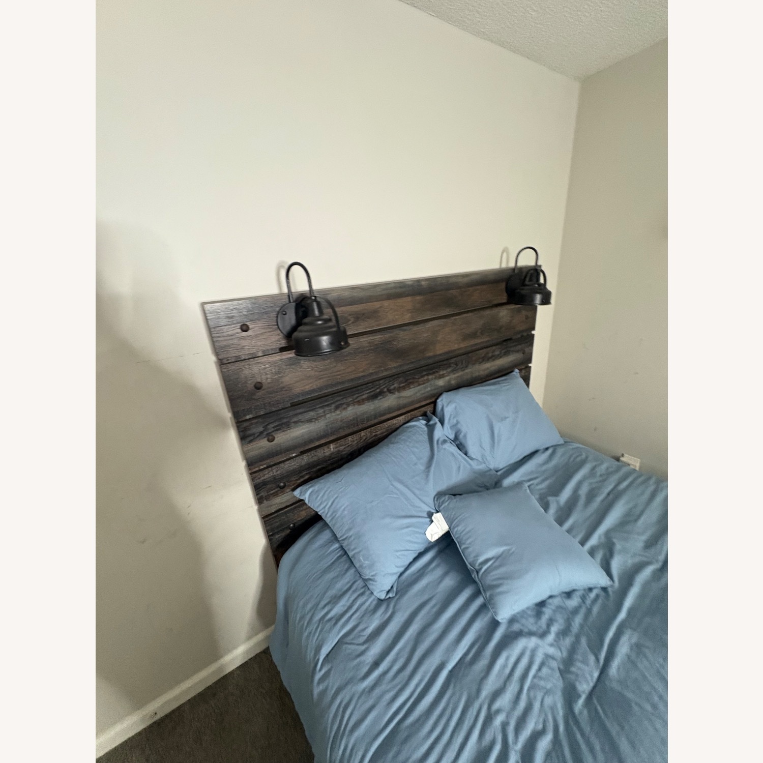 Dark Brown Wood Queen Bed - image-1