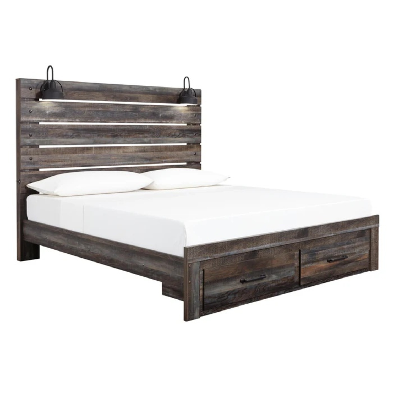 Dark Brown Wood Queen Bed - image-7