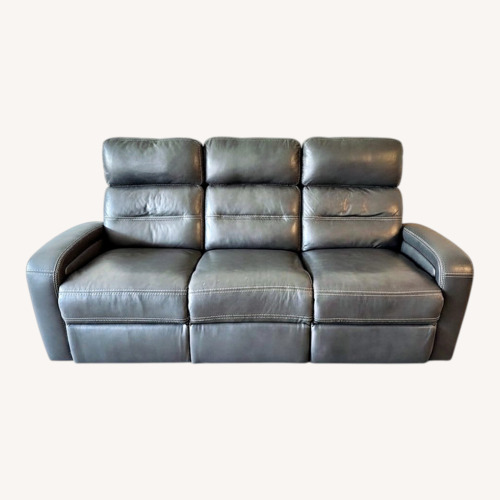 Used Gray Leather 78'' Power Reclining Sofa for sale on AptDeco