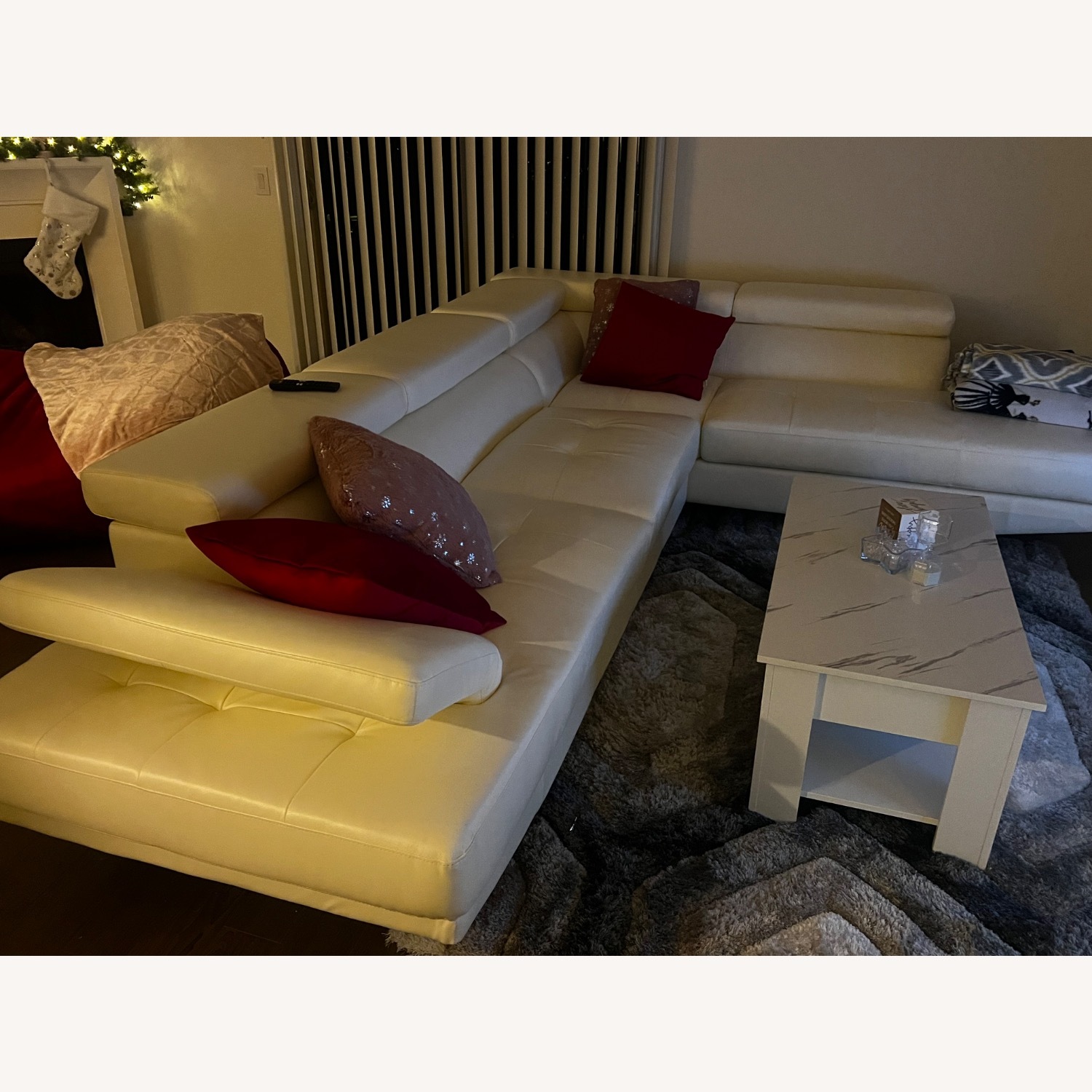 White Faux Leather 2 Piece Sectional - image-5